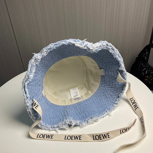 お出かけに最適♪ロエベ フレイド フィッシャーマン ハット 偽物 (デニム＆カーフ) loa20552